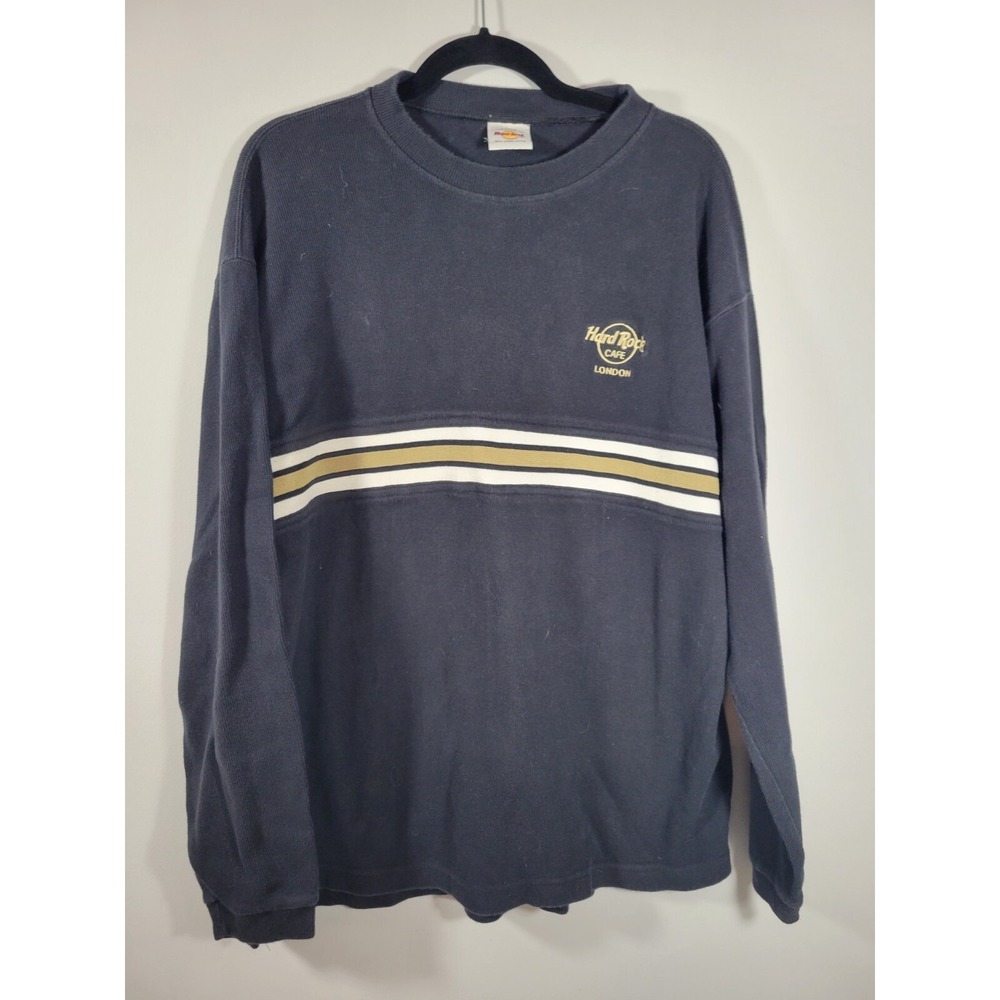 Vintage HARD ROCK CAFE LONDON Long Sleeves Black with Brown‎ Combed Cotton Large